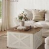 VASAGLE Farmhouse Coffee Table with Storage, Square Coffee Table for Living