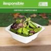 100% Compostable Square Serving Bowls, 24 oz Disposable Paper Bowls