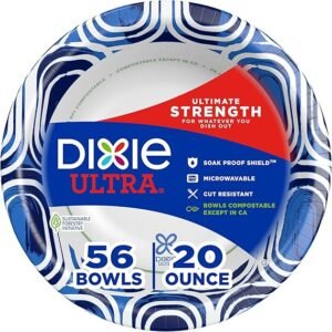 Dixie Ultra, Large Paper Bowls, 20 Oz, 56 Count, Microwave Safe